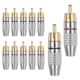 12 Pack RCA Connector, speaker wire connector RCA Plug Solder Audio Video Connectors to 3.5mm Connectors Cable Connector for Speaker Wire Home Theater Audio Video Receiver Amplifiers Sound Systems