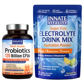 Innate Vitality Innate Vitality Electrolytes Powder + Probiotics 120 Billion CFUs Bundle, Delayed Release, No Sugar, Hydration & Exercise Support, Value Pack, Bundle & Save