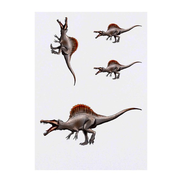 4 x 'Roaring Spinosaurus' Temporary Tattoos - Water Resistant, Skin-Safe,