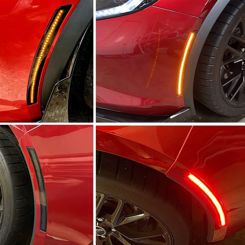 NJSBYL Smoked Lens Corvette C7 LED Front Rear Side Marker