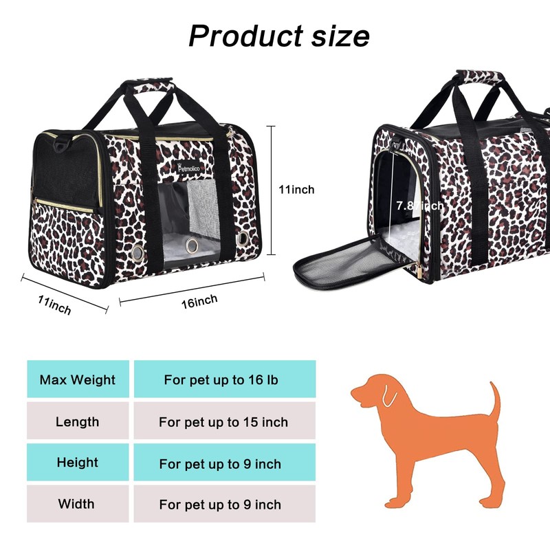 Petmolico Cat Carrier Soft-Sided Pet Bag for Small Medium Cats