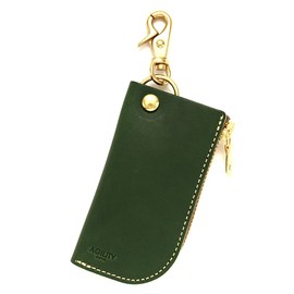 AGILITY affa “Pimon” Tokyo Leather Key Case, Japanese Sword Sheath Shape - green