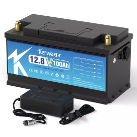 KEPWORTH 12V 100Ah LiFePO4 Battery BMS Lithium Battery 15000 Cycles 1.28kWh RVs Van Boats