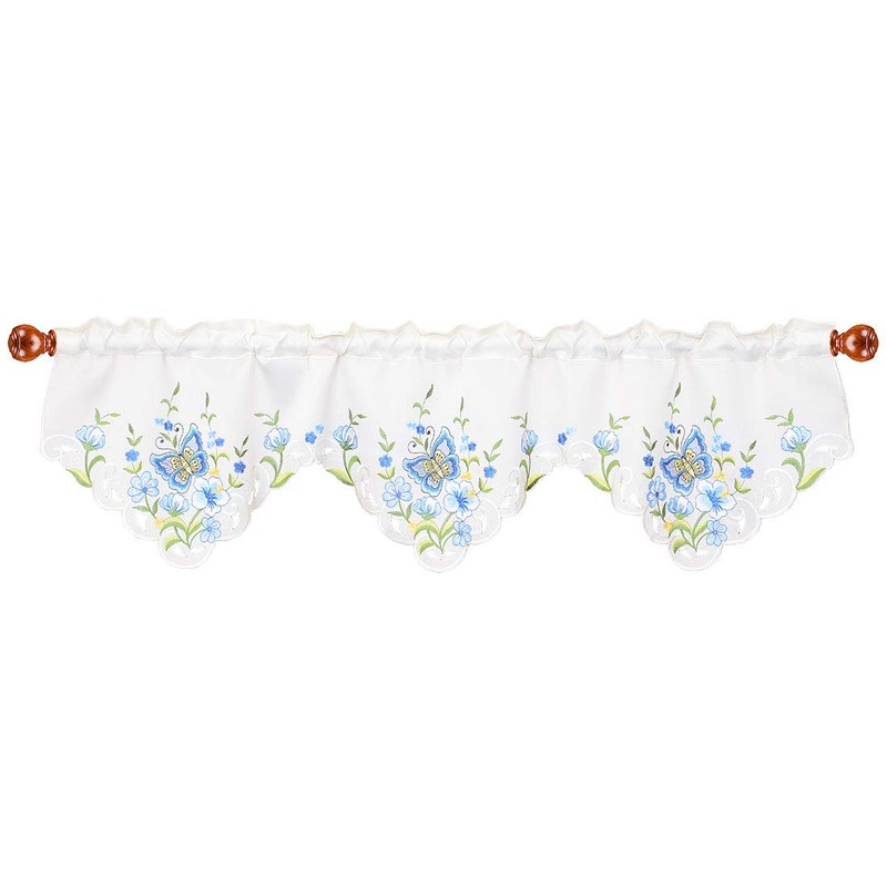 Simhomsen Embroidered Butterfly Rod Pocket Window Valance for Spring and