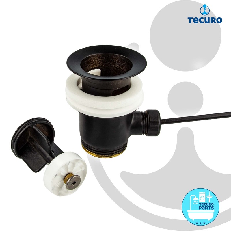tecuro Eccentric Drain and Overflow Fitting Brass Matt Black for