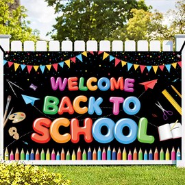 KatchOn, Welcome Back To School Banner - XtraLarge, 72x44 Inch | Back To School Backdrop | Back To School Decorations for Classroom | First Day of School Banner | Back To School Party Decorations