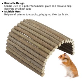 Guinea Pig Wooden Tunnel, Climbing Toy Extra Large Teeth Bendable Wood Tunnel for Rat for Gerbil for Hedgehog 20*30CM