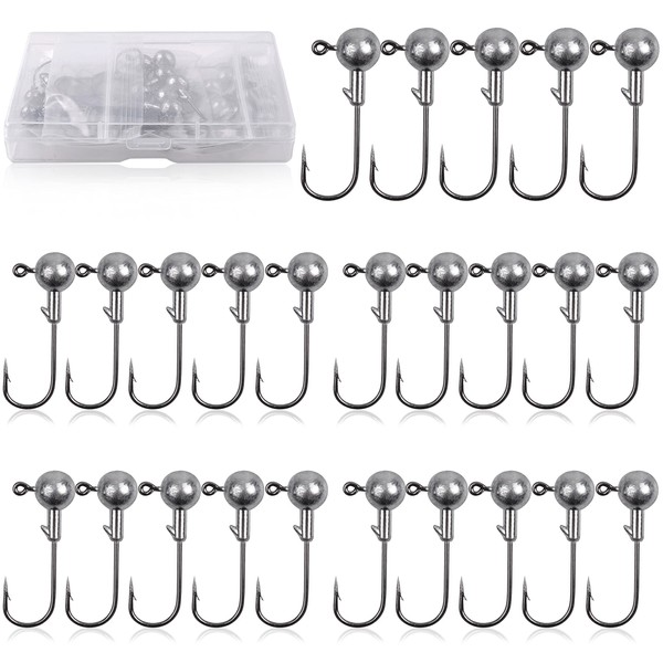 Jig Heads Fishing Hooks Set of 30 Rubber Fish Fishing