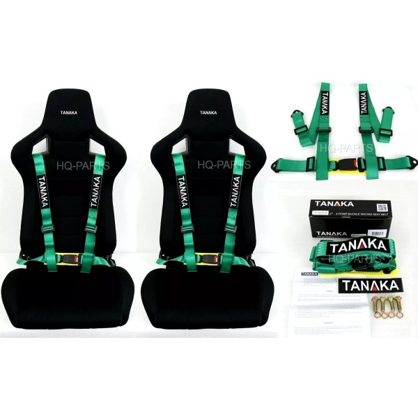 TANAKA 2 X TANAKA UNIVERSAL GREEN 4 POINT BUCKLE RACING