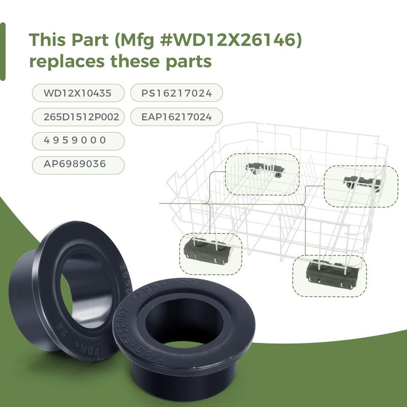 Upgraded 8-Pack WD12X26146 Dishwasher Wheels Lower Rack Compatible with GE,