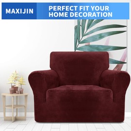 Maxijin thick velvet sofa cover, 3 seater, super stretch, non-slip couch cover for dogs, cats, pets friendly 1 piece elastic furniture protector, plush sofa slipcover