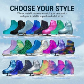 Kami-So Metallic Figure Skate Boot Covers | Ice Skates Protection Against Scratches, Scuffs, and Dirt | Durable Skate Shoe Covers | Ice Skating Accessories | Metallic Red - Adult Size