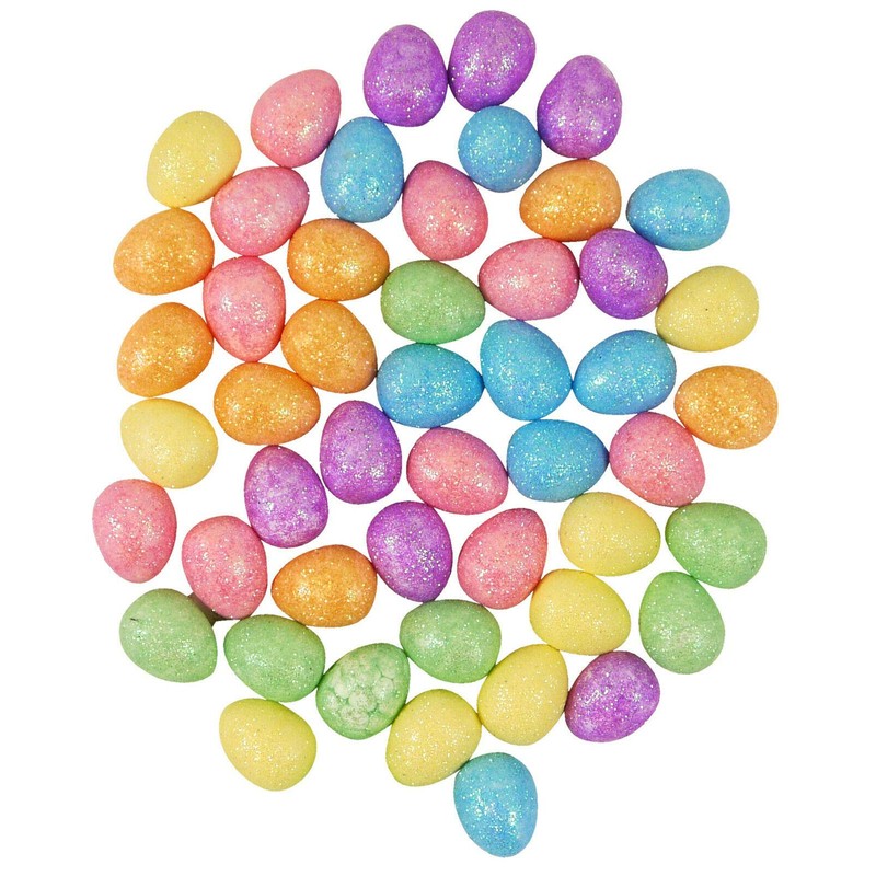 Quickdraw 50 Mini Colourful Glitter Foam Easter Eggs Decorating Bonnets