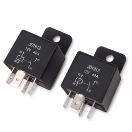 JD1912 Automotive Relay 4-Pin 40A 12V SPST Car Truck Van Motorcycle Boat Relay，2 Pack