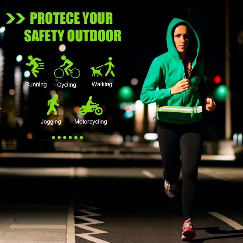 Reflective Running Gear, High Visibility Safety Reflective Sash with Buckle,