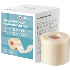 Hydrocolloid Wound Dressing Roll 2in x 16ft – Cut-to-Size Self-Adhesive Hydrocolloid Bandage, Flexible Waterproof Skin Cover, First Aid Supply, 11.8mil Thickness