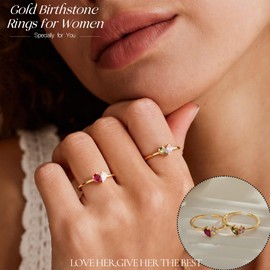May Birthday Gifts for Women, November Birthstone Rings for Women Non Tarnish Gold Rings with 2 Birthstone Christmas Sttocking Stuffers Gifts for Mom Birthday Anniversary Retirement Jewelry for Daughter Sister