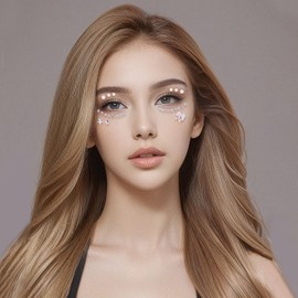 Alpinleux 4 Sheets Star Face Eye Stickers, Acrylic Face Gems for Women, Face Rhinestone Stick on, Rhinestones for Face, Face Makeup Stickers (4 Styles)