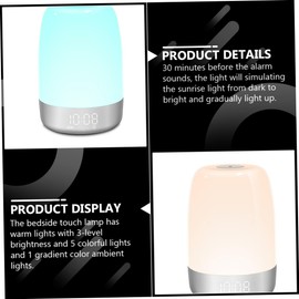 GRIRIW Touch Control Led Nightstand Light with Sunrise Simulation Alarm Clock Brightness Natural Sounds and Multi-Color Night Lamp for Bedroom and Nursery