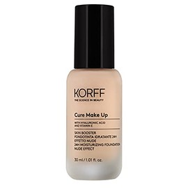 Korff Skin Booster Moisturising Foundation 24h Nude Effect with Hyaluronic Acid and Vitamin E Thin and Silky Texture Low Coverage Nude 04 30ml