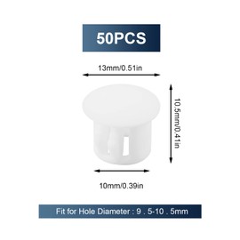 3/8inch Plastic Hole Plugs, Flush Type Hole Plugs Locking Insert End Cap Panel Hole Plugs for Cabinets Machines Furniture (50pcs, White)
