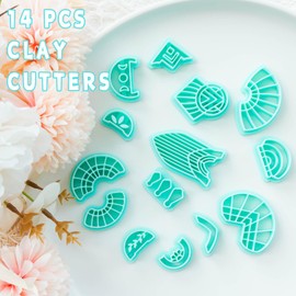 TAINSKY Tassel Polymer Clay Cutters, 14 Shapes Macrame Polymer Clay Cutters for Earrings Making, Raffia Polymer Clay Cutters, Boho Tassels Clay Cutters for Polymer Clay Jewelry