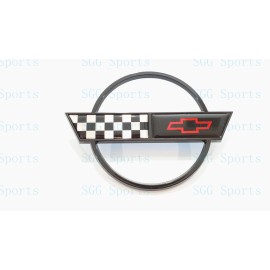 AUTO 1PC 1984-1996 C4 Corvette Black Rear Gas Lid Only Cross Flags Emblem