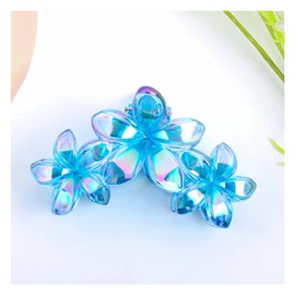 Wisafory Pack of 3 Hair Clips with Flower Motif Hair Clips Women's Acrylic Flower Clip Decorative Hair Claws Hair Accessories for Women and Girls Thin Thick Curly Hair Dark Blue