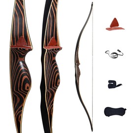 Deerseeker Archery 54" Traditional Bow Hunting Longbow with Bamboo Core Limbs Handmade Recurve Bow RH/LH for Targeting Practice Shooting Youth & Adults Bow Set (50lb, Right Hand)