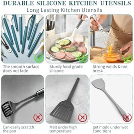 IMLUCKY Juego de Utensilios de Cocina de Silicona 11-piezas con EsptulaCuchara Antiadherente - Accesorios Resistentes al Calor - Regalo para Madres y 