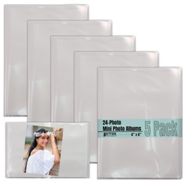Better Office Products 24 Photo Mini Photo Album, 4 x 6 Inch, Pack of 5, Clear View Cover, Holds 24 Photos, 5 Pack