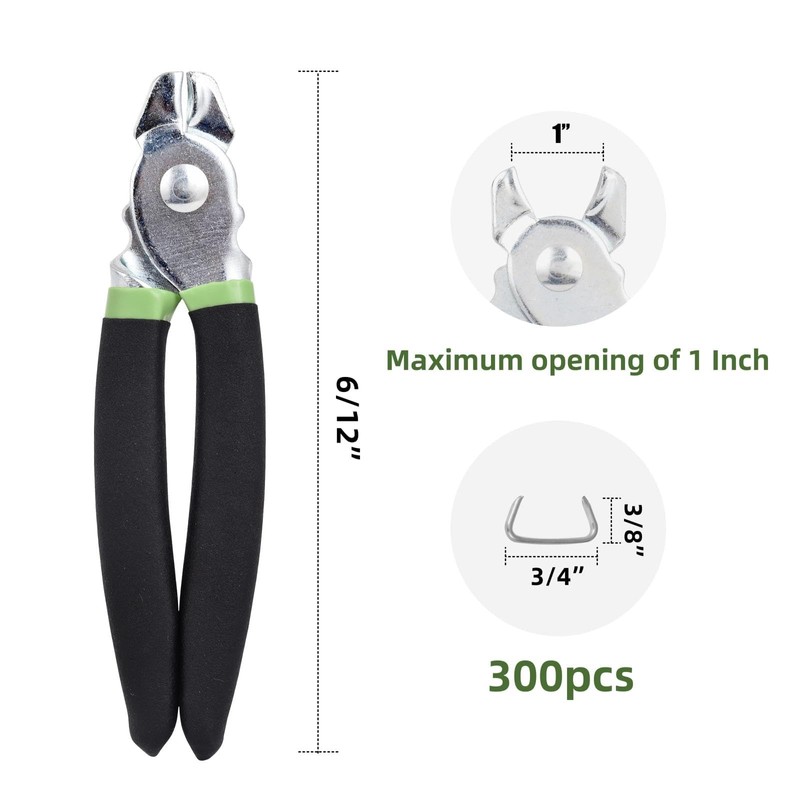Hog Ring Pliers Kit with 500 Pcs 3/4" Hog Rings
