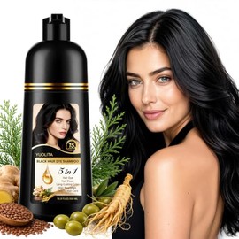 Champú de tinte para cabello negro 5 en 1, ingredientes herbarios, champú de color natural para cabello gris, cobertura de cabello semipermanente de l