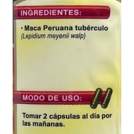 Suplemento Maca Negra Peruana 100% Extracto 72 Cápsulas 500mg Natural