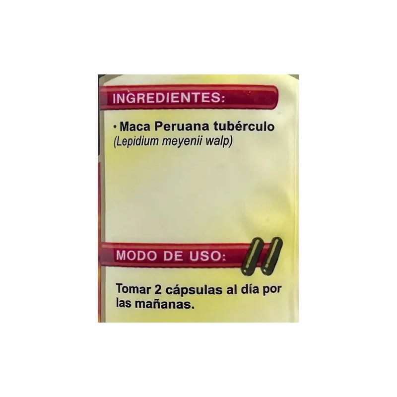 Suplemento Maca Negra Peruana 100% Extracto 72 Cápsulas 500mg Natural