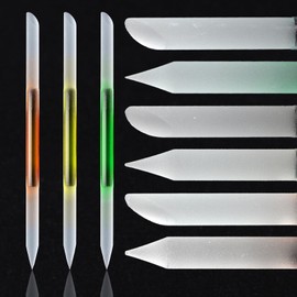 JERCLITY 3 Pieces Double-Ended Glass Nail Files Cuticle Pusher Cuticle Stick Set Nano-Frosted Nail Polished Crystal Glass Rod Manicure Pedicure Pusher Tools(Orange/Yellow/Green)