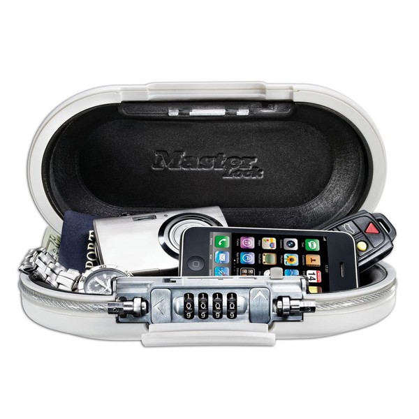 MASTER LOCK Mini Travel Safe Safe with Cable [White] 5900EURD - Secure your belongings while traveling