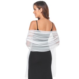 SURVODJA Women Shawls and Wraps for Evening Dress Lightweight Scarf Wedding Guest Shawl Wrap Bridesmaid Scarves(White,79''×18'’)