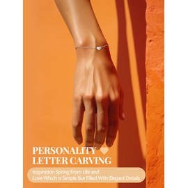 Bracelets for Womens Silver Initial Bracelet Mum Gift Sterling Silver Bracelet Heart Bracelet Love Bracelet