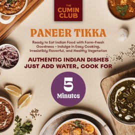 The Cumin Club's Instant Paneer Tikka Masala - Authentic Indian Meal with Regional Flavors, Ready to Eat in Just 5 Minutes - Pack of 5 Pouches for Convenient and Delicious India Cuisine at Home