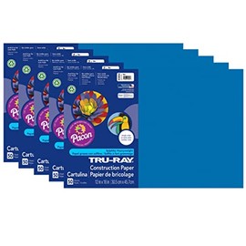 Tru-Ray Construction Paper, Blue, 12" x 18", 50 Sheets Per Pack, 5 Packs