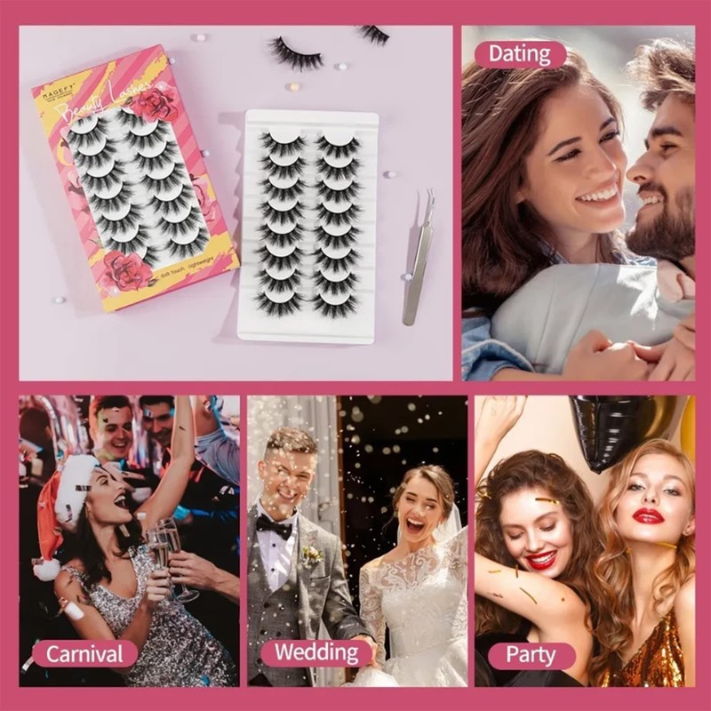 False Eyelashes 8 Pairs Natural Long Density 3D Curly False