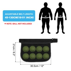 PATIKIL Tennis Ball Band Holder, Adjustable Pickleball Waist Pouch Ball Holder Waist Bag for Holding 8 Pickleball or Tennis Balls, Black (NO Balls)