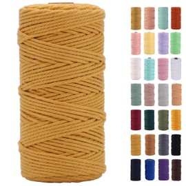 MAOQIAN Yellowish Brown Macrame Cord 3mm x 109Yards,Colored Cotton Rope Colorful Cotton Cord Soft Craft Cord Twine for Wall Hanging Plant Hangers Crafts Decorative Projects