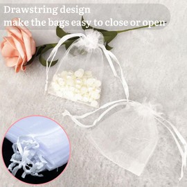 MISSJOJIAY 100Pcs Organza Bags Gift Bags, Sheer Organza Bags for Wedding Favor With Drawstring, 4 x 6 Inch Gift Bags, Party Favor Bags, Jewelry Bags. (white)
