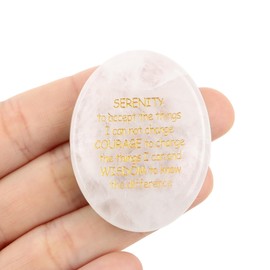 QINJIEJIE Clear Quartz Crystal Serenity Prayer Worry Stones Healing Stone Engraved Inspirational Stones Anxiety Relief Items Teacher Appreciation Encouragement Gifts for Women Men