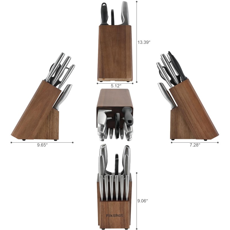 Knife Block Set, Kitchen Knife Sets with Block, FIKSHOT Knives