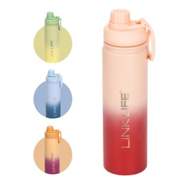 Insulated Water Bottle, 12 oz Double Wall Thermos for Hot & Cold Drinks, Leakproof Stainless Steel travel Water Bottles with BPA-Free Spout Lid & Handle, Kids & Girls Water Bottle for School (Pink)