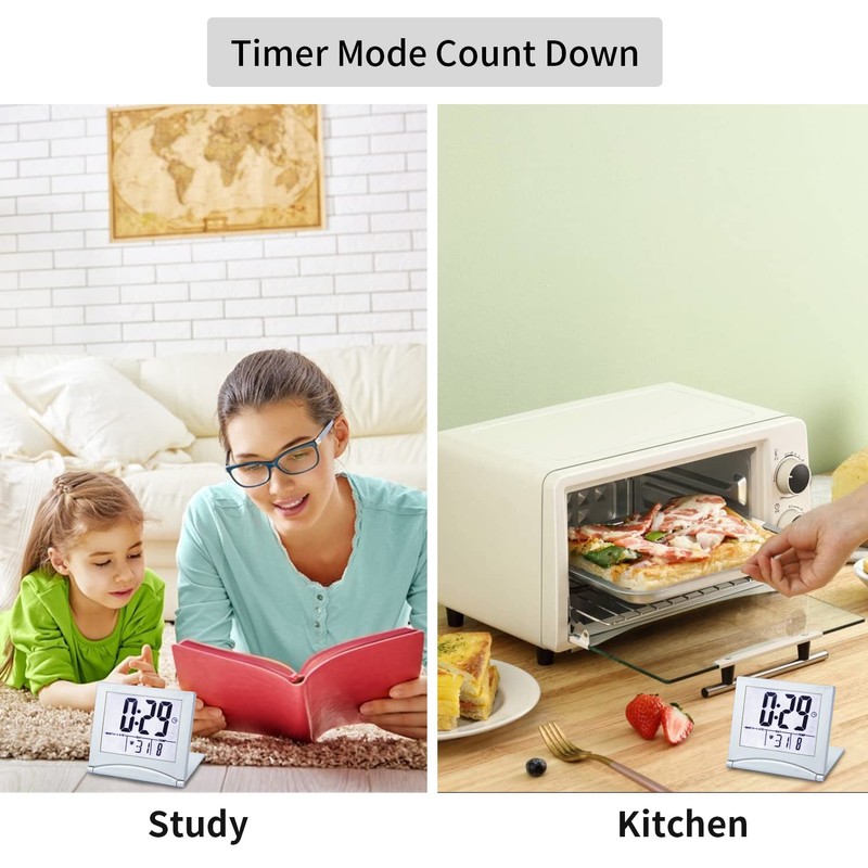 KANBIT Small Digital Travel Alarm Clock Battery Operated, Portable Large