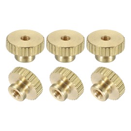 QUARKZMAN Knurled Thumb Nuts, 6 Pieces M3 x D11 mm x H 6.5 mm Brass Handle Nuts Knurled Nuts Through Hole with High Head Fasteners for 3D Printer Parts, Machine Tools